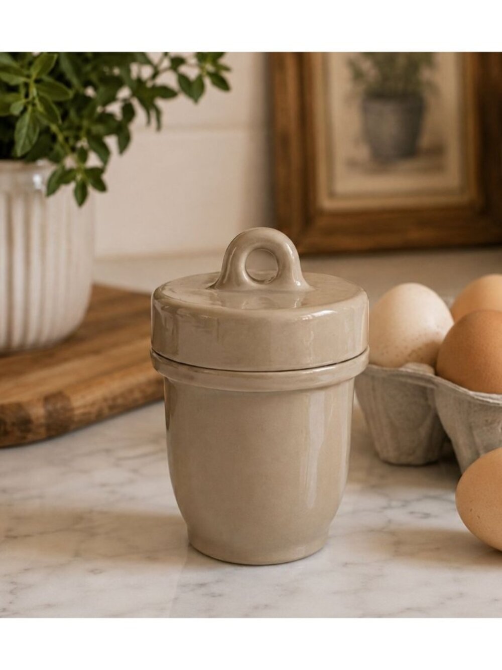 Vintage Ceramic Egg Coddler Screw Top Storage Jar With Lid England
